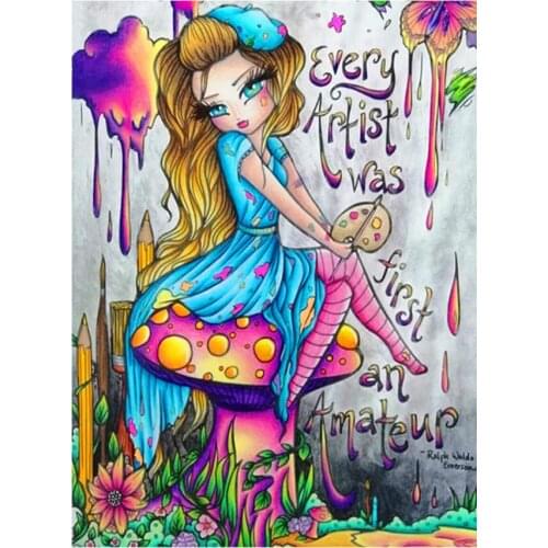 DIY Diamond Painting Cartoon Girl Rhinestones Diamond Mosaic Cross Stitch Embroidery Beadwork Needlework Wall Art A528