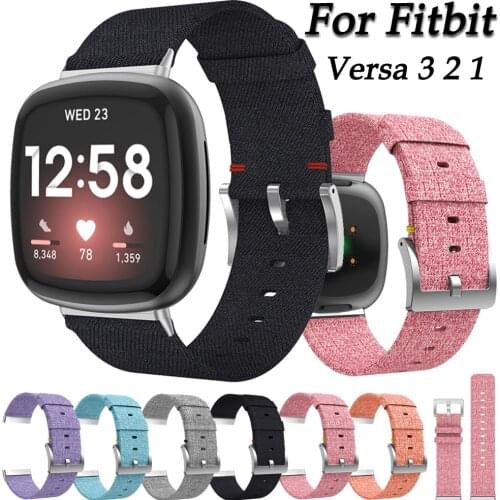 For Fitbit Versa 3 2 Band Woven Canvas Nylon Strap Wristband Versa3 Replacement Watchbands Breathable Fabric Strap