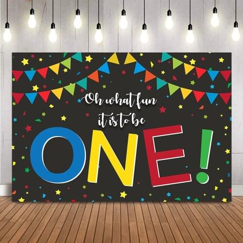 1st Birthday Backdrop Colorful Star and Flag Newborn Children Kids Portrait Background for Photo Studio Props Photocall