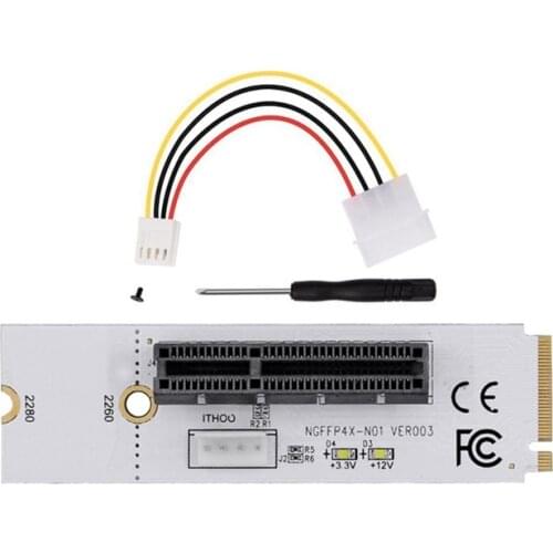 M.2 Key M to PCI-e 1X 4X Adapter Card to NGFF 4X Signal M.2 NVMe with Light Adapter Card with 4 Pin Power Cord