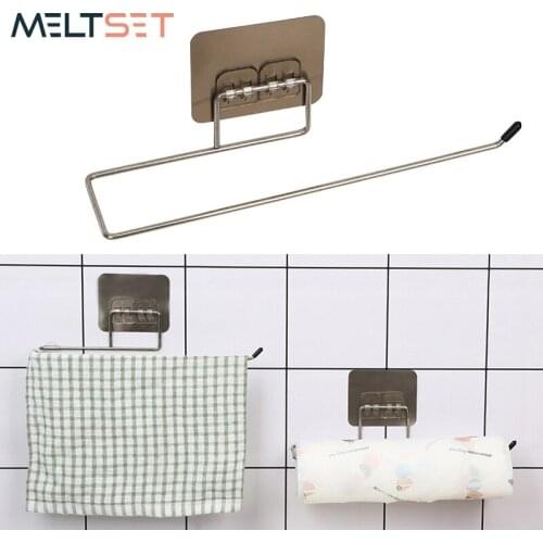 Kitchen Rag Towel Racks Self-adhesive Toilet Paper Holder Cabinet Paper Roll Shelf Hanging Storage Rack Bathroom Accessories