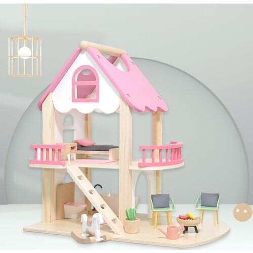 DIY Dollhouses Princess Pink Castle Play House Doll Accessories for Children on Birthday Holiday