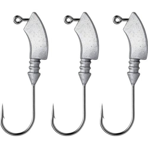 LEDIAO 3Pcs Serpentine Lead Head Fishing Hooks 4g 10g 15g 20g Crank Jig Head Fish Hook Bait Soft Worm Lure Hook Fishing Tackle