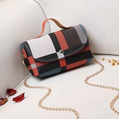 Small Plaid Bag 2020 New Style Korean Style Womens Bag Shoulder/Crossbody Bag Handbag Cool Printed Plaid Chain Phone Bag