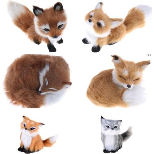 12 Styles Mini Squatting Fox Model Cute Simulation Fox Toy Home Decoration Wedding Birthday Gift Stuffed Plush Toys