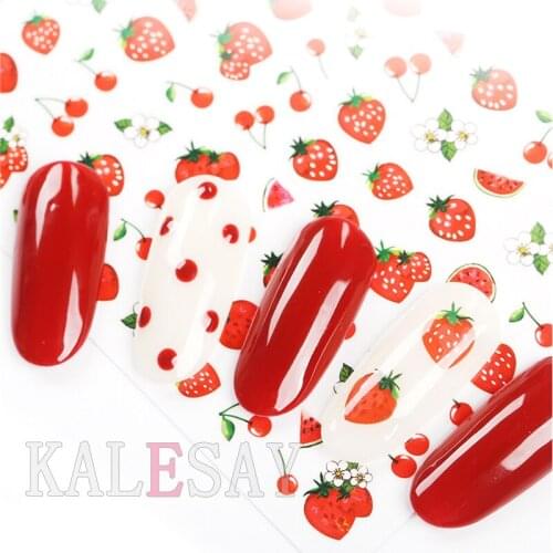 Avocado Strawberry Nail Art Stickers Decals Adhesive Sticker for Design Manicure Decorations Sticker for Nails Rainbow Berries