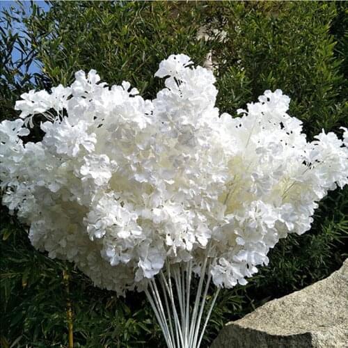 100cm Simulation Hydrangea White Branch Drifting Snow Gypsophila Artificial Silk Flowers Cherry Blossoms Wedding Arch Decoration