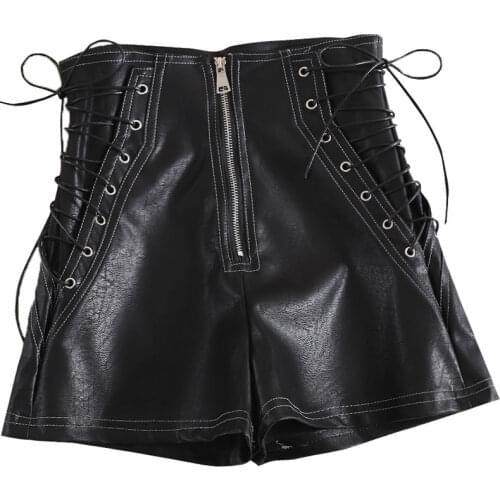 PADEGAO Women's Leather Shorts