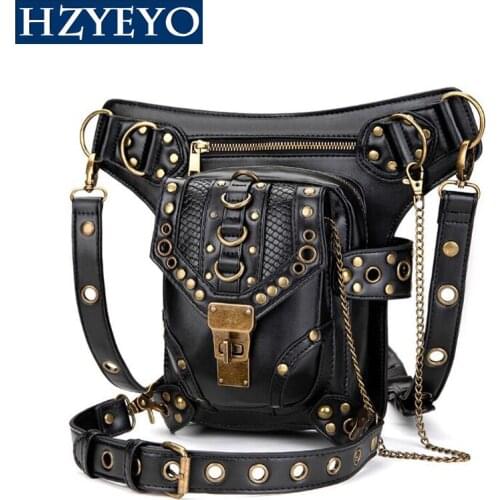 HZYEYO Motorcycle Bag Motorbike PU Leather Sportster Riding Waist Bags Motorcycle Backpack Thigh Drop Leg Bag,A85