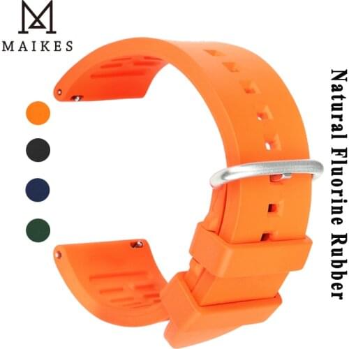MAIKES Watch Bands Soft Silicone Quick Release Straps Stainless Steel Buckle 4 Color & Width 19mm, 20mm, 21mm, 22mm, 24mm Silky