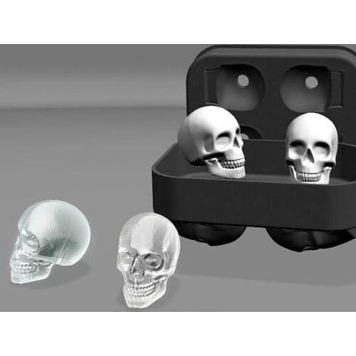 Silicone 3D Skull Head Ice Cream Cube Mold Machine Refrigerator Ice Making Ball Mold Maker Mould Tray Reusable Kitchen Tools