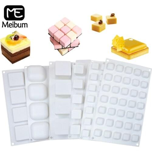 Meibum Multiple Square-Shaped Silicone Mould Dessert Form Baking Tools Mousse Mold Cake Decoration Accessories Muffin Pan