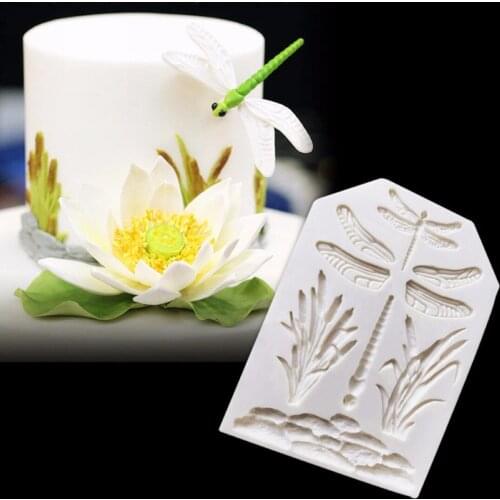 Random Dragonfly Grass Liquid Silicone Fondant Cake Moulds Pastry Baking Making Tools