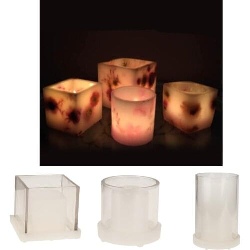 Unique Designs Hollow Cube Cylinder Shaped Candle Making Beautiful Mold Mould Aromatherapy Candle DIY Tool