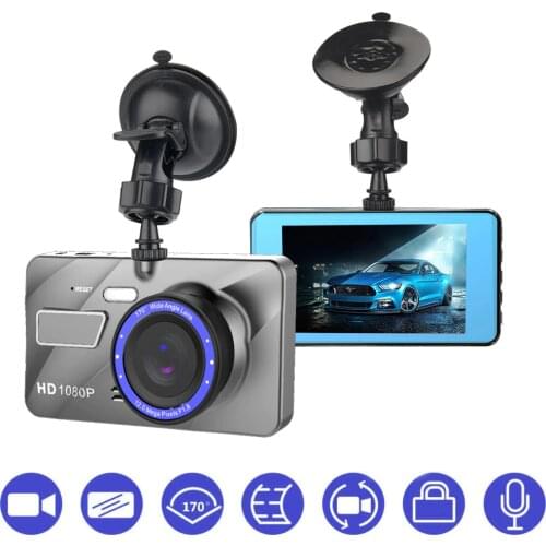 Dash Cam New Dual Lens Car DVR Camera Full HD 1080P 4" IPS Front+Rear Blue Mirror Night Vision Video Recorder Parking Monitor