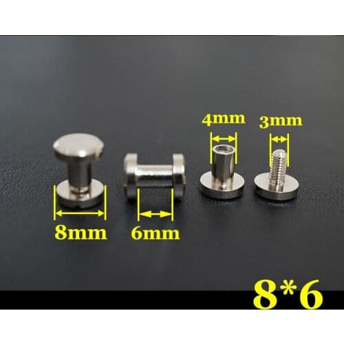 50pc Q4-8x6 Solid Brass belt screw Chicago Screw Leathercraft