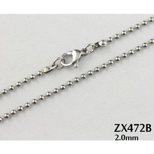 Use lobster clasp -16"-36" length stainless steel necklace 2.0mm ball chain fashion beads necklace Jewelry 20pcs ZX472B