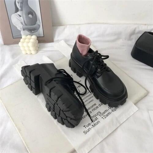 Chunky Platform Wedge Motorcycle Shoes Gothic Punk Lace Up Patent Leather Flats Women Harajuku Fashion Demonia Zapatos 2021