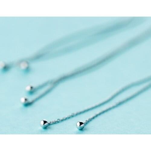 Colusiwei New Collection 925 Sterling Silver Simple Light Beads Long Chain Drop Earrings for Women 2019 Earrings Silver Jewelry