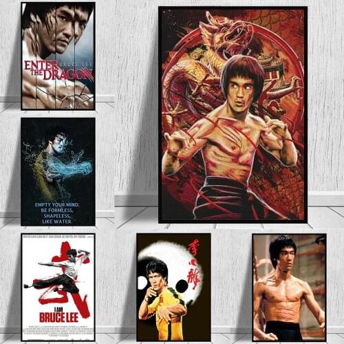 Bruce Lee Kung Fu Superstar Posters Canvas Painting Wall Art Golden Prints Modern Living Room Bedroom Aesthetics Decor Pictures