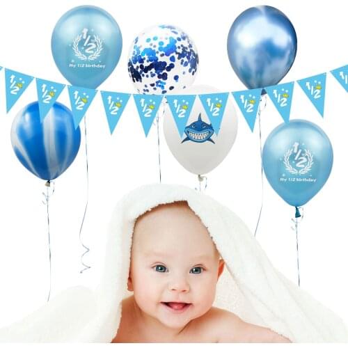 ZLJQ 1/2 Happy Birthday Balloon Girl Boy Baby Shower 6 Month Bunting Banner My 1/2 Birthday Party Decoration Kids Toy Balloons