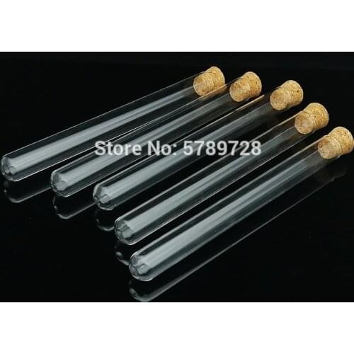 10pcs 20x200mm Glass round bottom test tube with cork stopper,thickwalls flat - mouth lab test tubes Used in chemistry lab