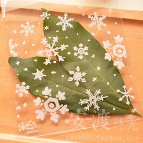 100pcs/lot white snow Cookie packaging bags 10x10cm clear self adhesive plastic bags
