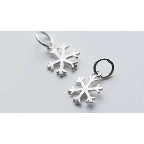 2pcs/lot Wholesale 925 Sterling Silver Snow Pendants DIY Gift Necklace Earrings 11x9mm Christmas Jewelry Charms Accessories