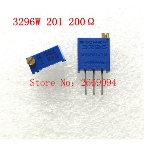20Pcs/lot 3296W-1-201LF 3296W 201 200 ohm Top regulation Multiturn Trimmer Potentiometer High Precision Variable Resistor