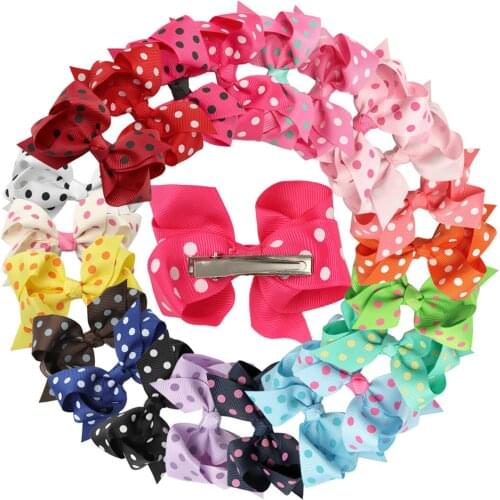 22 pcs/lot 3.5" Grosgrain Ribbon Hair Bow With Alligator Clip Girls Bowknot Hairpin Handmade Headwrap