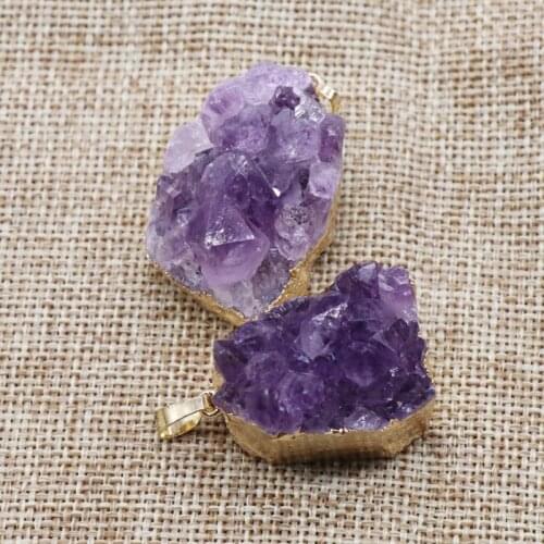 26-36mm Amethyst Crystal Pendants Irregular Shape Crystal Bud Vug Rough Stone Pendant Undressed Ore In Phnom Penh Birthday Gift
