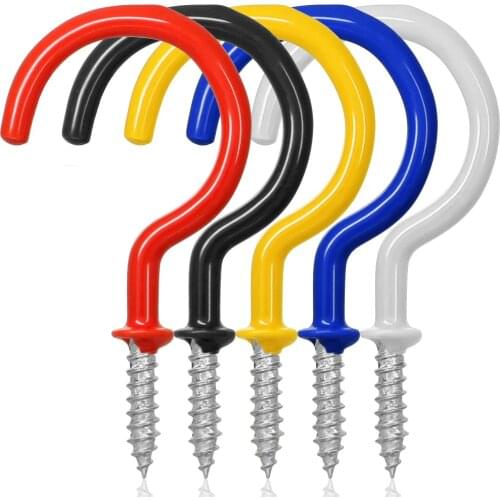 5 pcs 2.9 Inches Cup Hook Ceiling Hooks, FineGood Vinyl Coated Screw-in Hanger for Indoor and Outdoor Use