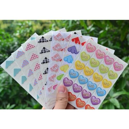 7 colors Cartoon Cute Photo Corner Stickers For DIY Baby Photo Album or Scrapbook Album 24pcs/sheet