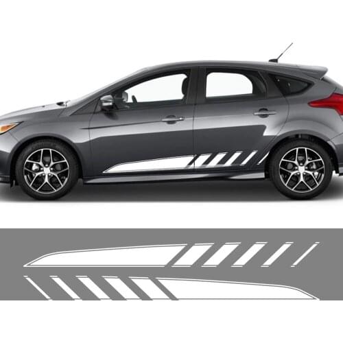 Car Stickers For Ford Focus MK2 MK3 MK1 MK4 2 3 1 Auto Door Side Skirt Stripes Decor Graphics Vinyl PVC Decals Accessories 2pcs