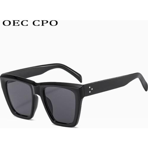 OEC CPO Oversized Square Sunglasses Women Vintage Big Frames Sun Glasses Female Cat eye Eyeglasses Men Flat Top Glasses Gafas