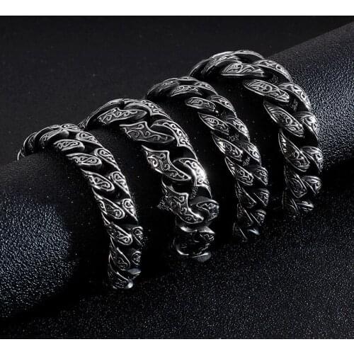 Personality mens jewelry Titanium steel interlocking totem pattern bracelet fashion mens stainless steel bracelet