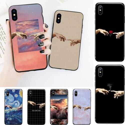Funny Hand The Creation of Adam Phone Case for iPhone 11 12 mini pro XS MAX 8 7 6 6S Plus X 5S SE 2020 XR