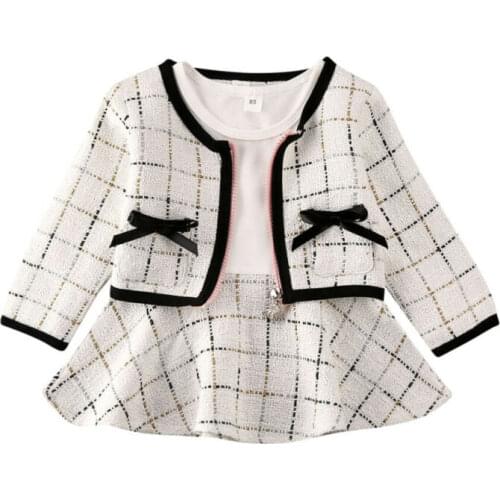 Citgeett Spring Fashion 1-5Years 2PCS Toddler Kid Baby Girl Pageant Plaid Coat+Tutu Dress Party Outfit Autumn Clothes