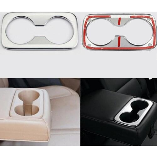 Decorative cover Stickers ABS Matt Chrome Rear Seat Water Cup Sticker Water Holder Cover Trim For H/yundai T/ucson 2014-2016
