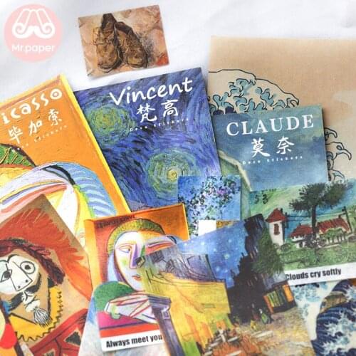 JIUMO 40Pcs/pack Art Museum Vincent Claude Picasso Hand Account DIY Decor Sticker Scrapbooking Bullet Journal Stationery Sticker