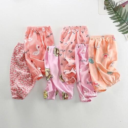Children Summer Pants New Baby Girl Boys Long Thin Style Cute Pattern Outwear Clothes Soft Anti-mosquito Latern Pants For Kids