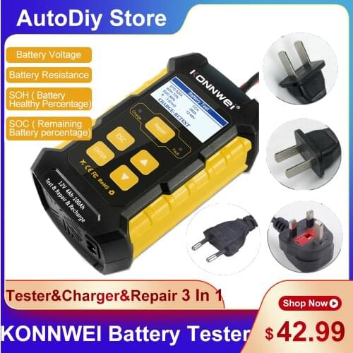 KONNWEI Diagnostic Tool KW510 Battery Tester Car Battery Cranking/Charging Detect/Recharge/Repair 3 In 1 Function Multi-Language