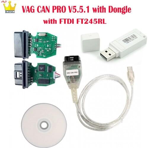 VAG CAN PRO V5.5.1 with FTDI FT245RL Chip VCP OBD2 Diagnostic Interface USB Cable Support Can Bus UDS K Line Works for AUD I/V W