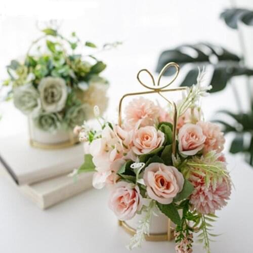 European Ceramic Vase Office Coffee Desktop Artificial Flower Pot Home Furnishing Decoration Crafts Livingroom Table Ornaments