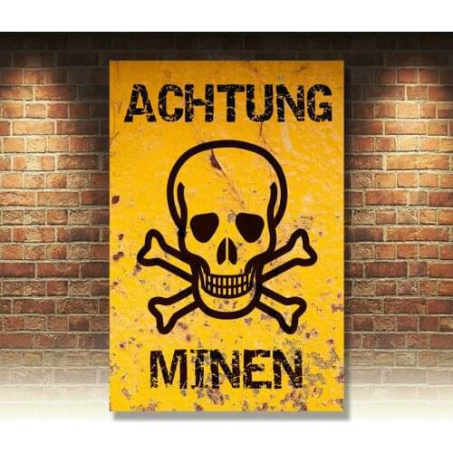 SIGN METAL PLAQUE ACHTUNG MINEN MINES Humorous Funny Poster Print Hanging