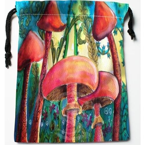 Custom Mushroom fairy tale Drawstring Bag Organizer Storage Bags Printed Receive Bag Compression Type Bags size 18X22cm
