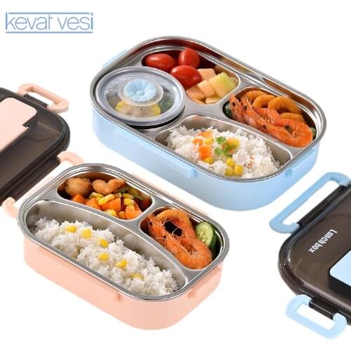 304 Stainless Steel Insulated Lunch Box Portable Japanese Bento Box for School Kids Dinnerware Set Food Storage Container