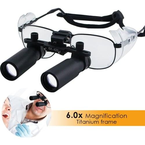 Keplerian Prism Style 6.0x 6x Magnification Titanium Frame Binocular Dental Loupes Surgical Medical Dentistry 420mm