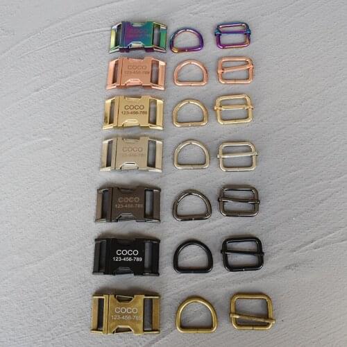 LOGO 1 Set 15/20/25/30mm Metal Buckle Engraved Buckle, We Provide Laser Engraving Service Customize DIY Dog Collar Accessory