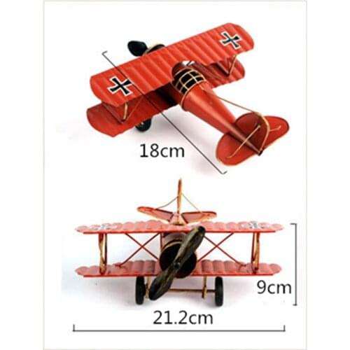 21cm Iron Airplane Figurines Retro Metal Plane Model Vintage Home Decoration Accessories Aircraft for Kids Gifts Ornament